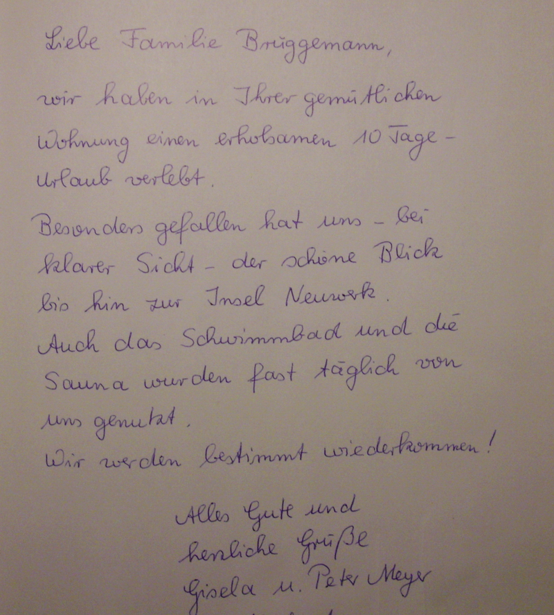 Ein Eintrag aus unserem Gstebuch.